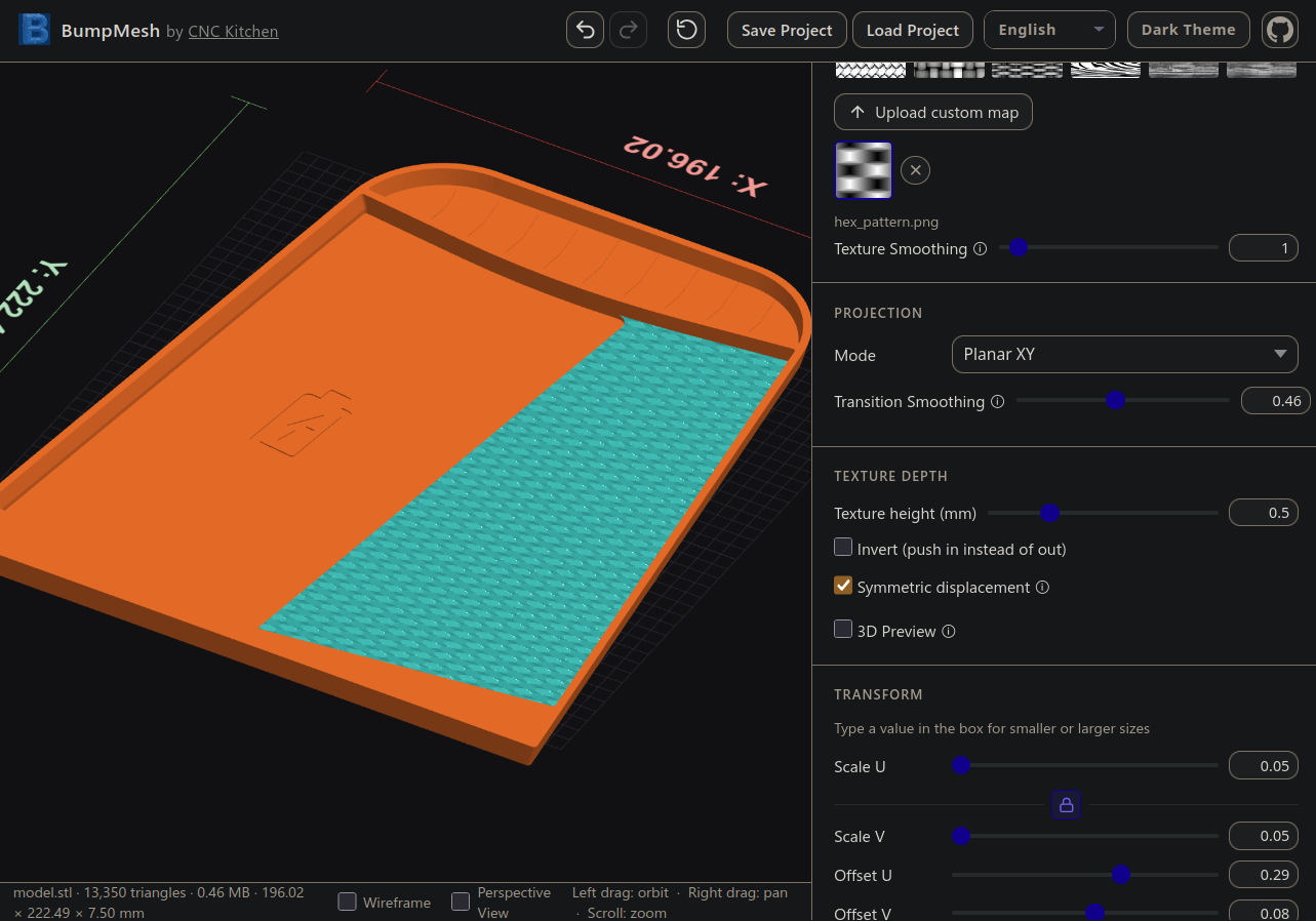 The reverse-engineered displacement map